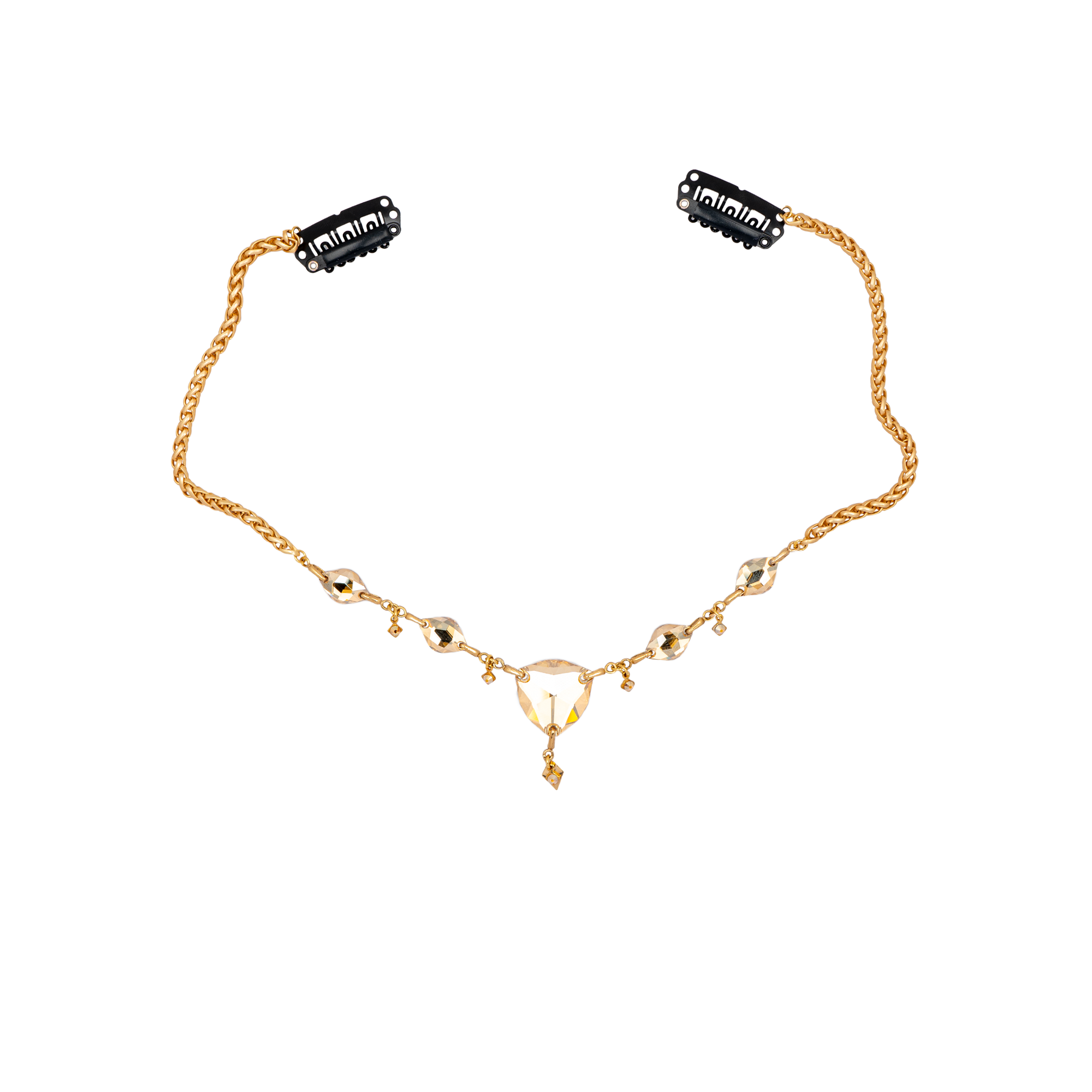 Áine | Golden Shadow Swarovski Crystals, 14K Gold Plated Wheat Chain