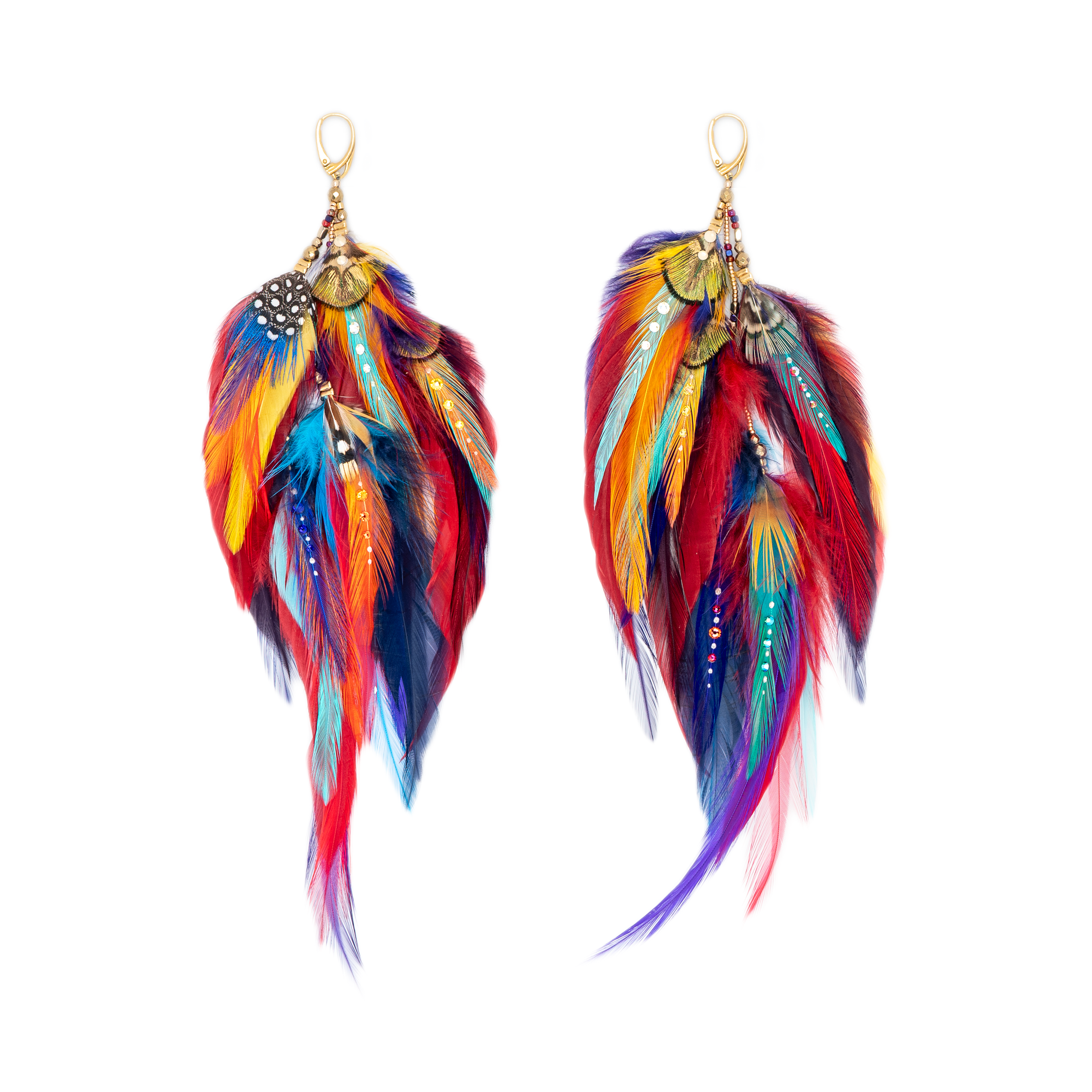 Earrings ⎱ Medium | Rooster, Peacock, Pheasant, Guinea, Jungle cock