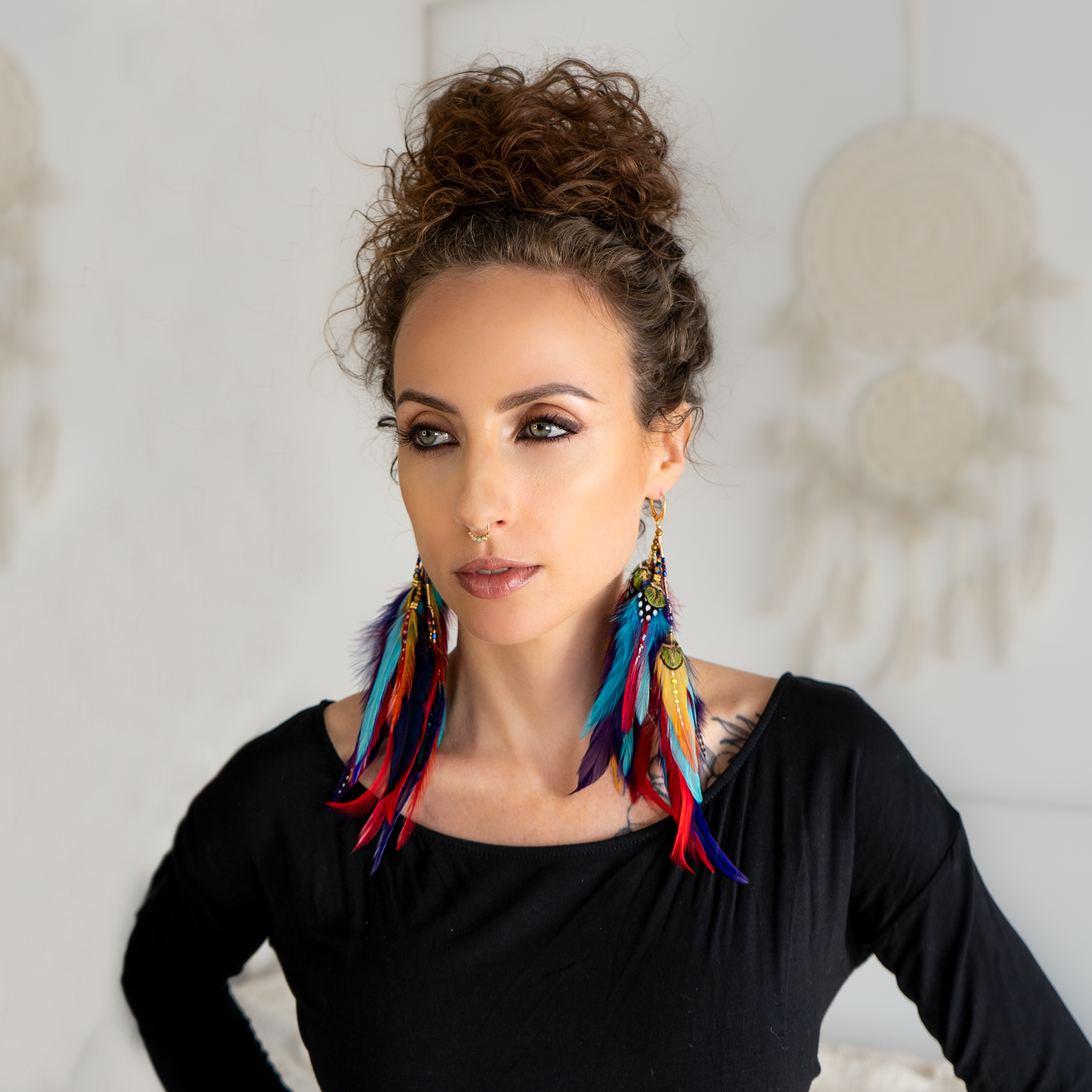 Earrings ⎱ Medium | Rooster, Peacock, Pheasant, Guinea, Jungle cock