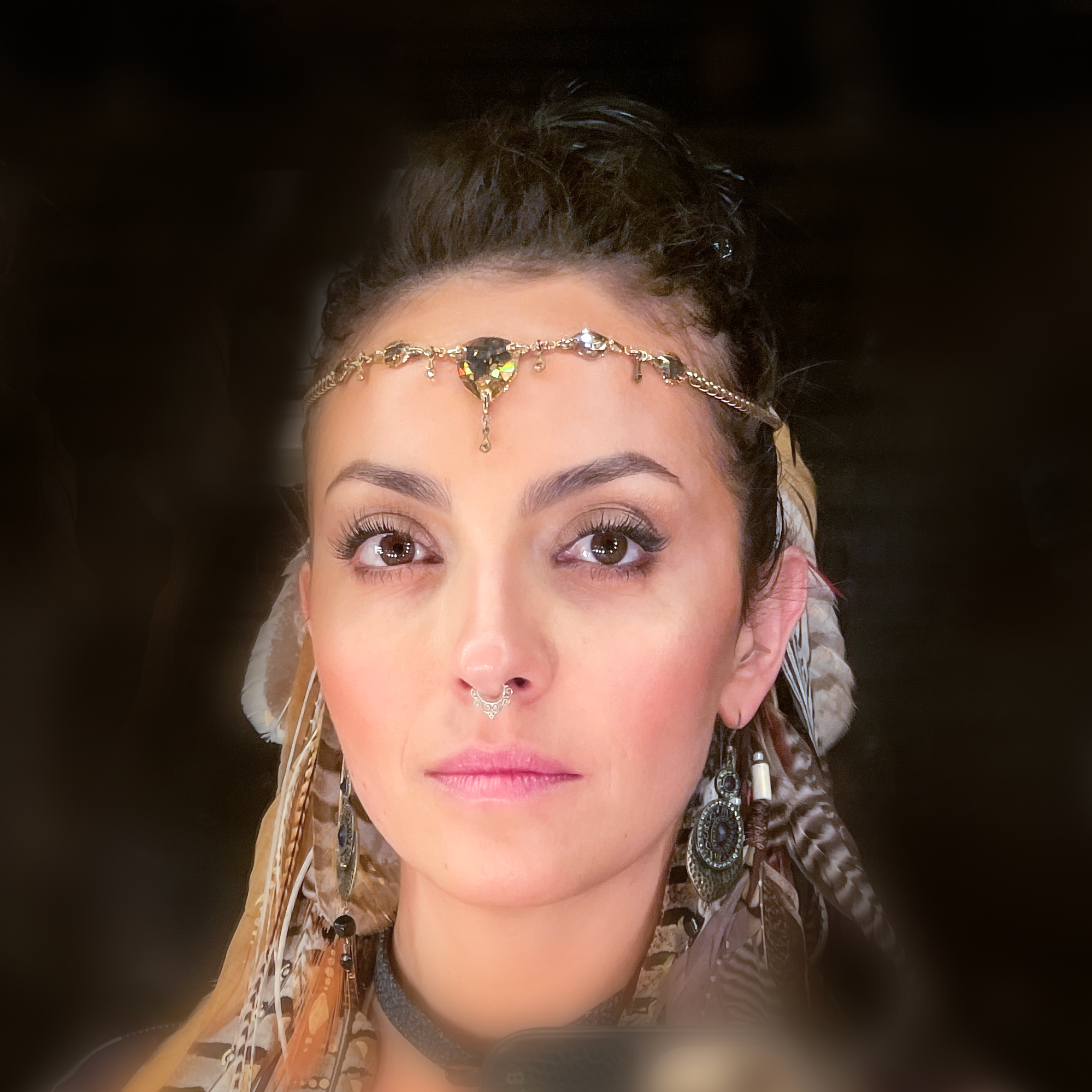 Áine | Golden Shadow Swarovski Crystals, 14K Gold Plated Wheat Chain