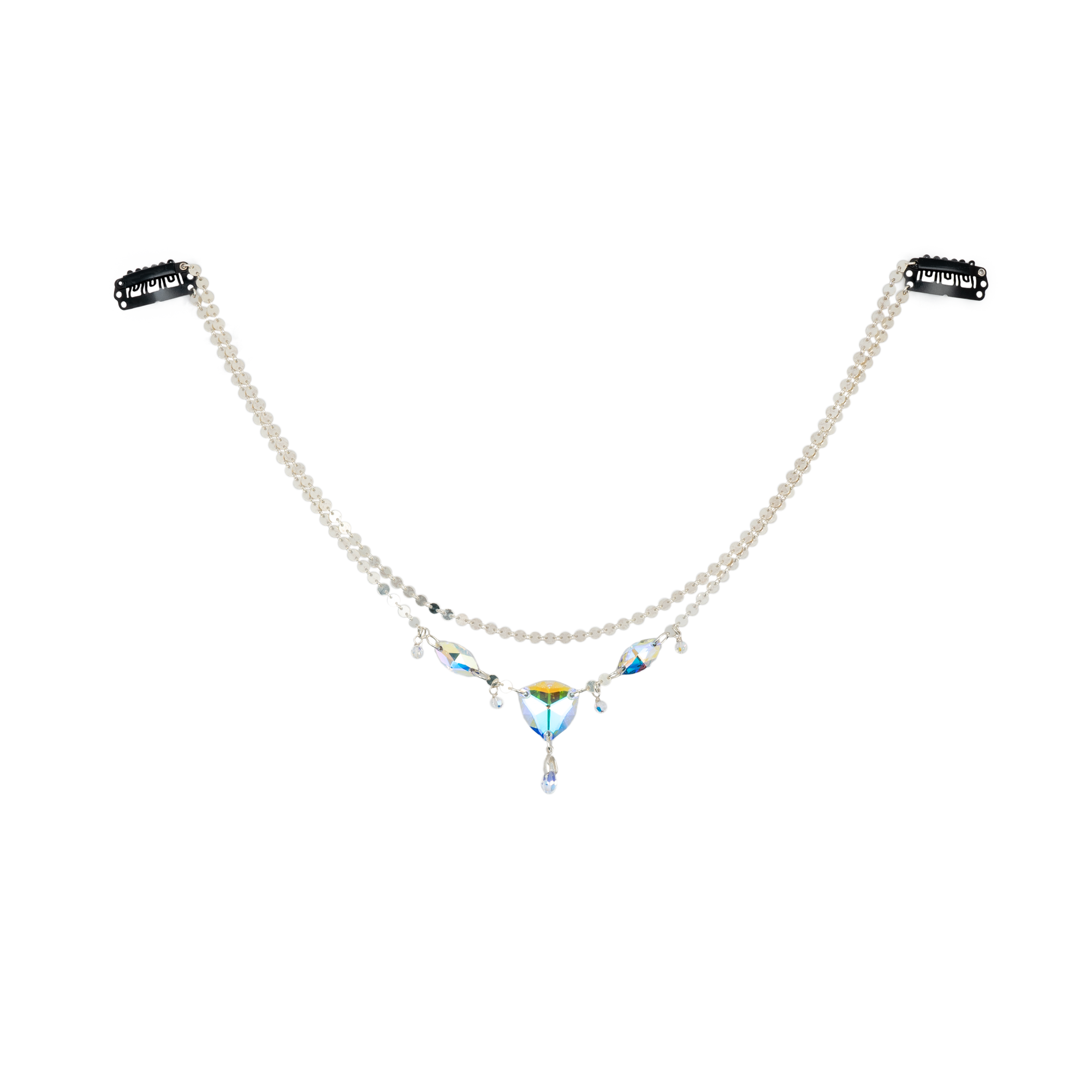 Isis | Aurora Borealis Swarovski Crystals, Sterling Silver Boho Chain