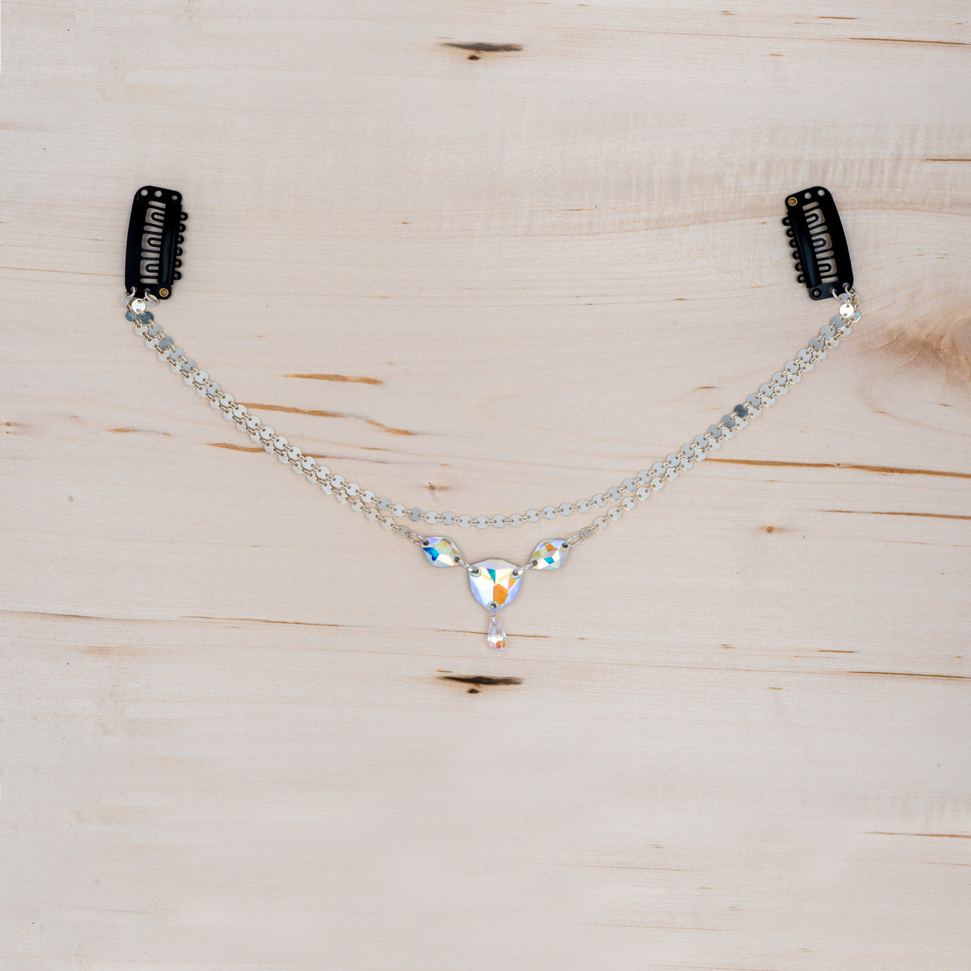 Selene | Aurora Borealis Swarovski Crystals, Sterling Silver Boho Chain